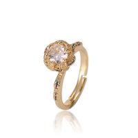 Cubic Zirconia Micro Pave Brass Finger Ring, 18K gold plated, Adjustable & micro pave cubic zirconia & for woman 