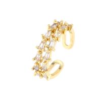 Cubic Zirconia Micro Pave Brass Finger Ring, gold color plated, Adjustable & micro pave cubic zirconia & for woman 