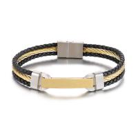 Titanstahl Armband, mit PU Leder, Doppelschicht & Modeschmuck & für den Menschen, keine, 200x3mm, verkauft von PC