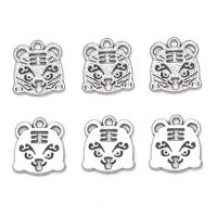 Pendentifs animaux en alliage de zinc, tigre, Plaqué de couleur d'argent, unisexe Environ Vendu par sac