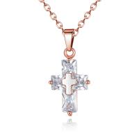 Collier en cristal, laiton, avec cristal, croix, Placage, pour femme, plus de couleurs à choisir .75 pouce, Vendu par PC