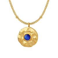 Collier de bijoux de titane, Acier titane, avec Oeil de chat, avec 1.97 chaînes de rallonge, Rond, Placage de couleur d'or, pour femme, doré .75 pouce, Vendu par PC