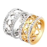 Strass Edelstahl Fingerring, 304 Edelstahl, unisex & verschiedene Größen vorhanden & mit Strass, keine, verkauft von PC