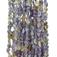 Edelstein-Chips, Amethyst, mit Gelbquarz Perlen, Unregelmäßige, poliert, DIY, gemischte Farben, 5x9mm, Länge:ca. 40 cm, ca. 55PCs/Strang, verkauft von Strang