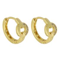 Brass Huggie Hoop Earring, gold color plated, fashion jewelry & micro pave cubic zirconia & for woman, golden 