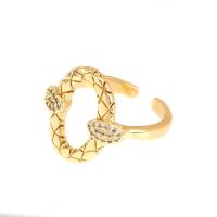 Cubic Zirconia Micro Pave Brass Finger Ring, gold color plated, Adjustable & micro pave cubic zirconia & for woman 