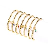 Cubic Zirconia Micro Pave Brass Bracelet, gold color plated, elastic & micro pave cubic zirconia & for woman 170mm 