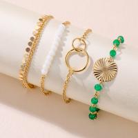 aleación de zinc Pulsera, con Cristal, con 1.96inch extender cadena, chapado en color dorado, 4 piezas & Joyería & para mujer, longitud:aproximado 5.9 Inch, aproximado 6.3 Inch, aproximado 6.7 Inch, Vendido por Set