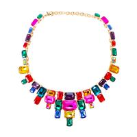 Collar de aleación de cinc con diamantes de imitación, aleación de zinc, con 2.87 inch extender cadena, chapado en color dorado, para mujer, más colores para la opción, longitud:aproximado 16.2 Inch, Vendido por UD