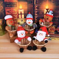 Cloth Christmas Sugar Basket, with Bamboo, Christmas Design  