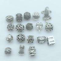 Perles de gros trou en alliage de zinc, Plaqué de couleur d'argent, Vintage & DIY & styles différents pour le choix, Vendu par PC