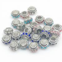 Perles de gros trou en alliage de zinc, Rond, Plaqué de couleur d'argent, DIY & avec strass, plus de couleurs à choisir Environ 5mm, Vendu par PC