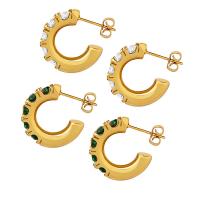 Boucles d'oreilles en acier titane, Placage, pavé de micro zircon & pour femme, plus de couleurs à choisir Vendu par paire