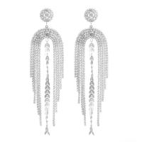 Fashion Fringe Earrings, Zinklegierung, Modeschmuck & Micro pave Zirkonia & für Frau, 125x33mm, verkauft von Paar