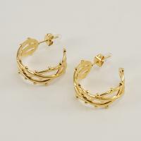 Boucles d'oreilles en acier titane, Plaqué or 18K, bijoux de mode & pour femme, doré, 23.3mm, Vendu par paire