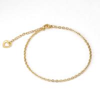 Partículas de acero pulsera tobillera, con 1.97inch extender cadena, 18K chapado en oro, Joyería & para mujer, dorado, 0.6mm, longitud:aproximado 8.27 Inch, Vendido por UD