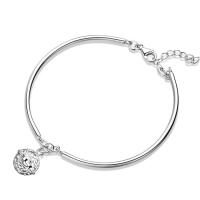 Cupronickel Bangle, silver color plated, Adjustable & for woman, silver color, 60mm 