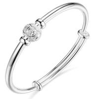 cuproníquel Brazalete, chapado en color de plata, Ajustable & para mujer, plateado, 60mm, Vendido por UD