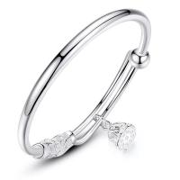 cuproníquel Brazalete, chapado en color de plata, Ajustable & para mujer, plateado, 60mm, Vendido por UD