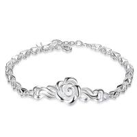 Kupfernickel Armband, Blume, silberfarben plattiert, Einstellbar & für Frau, Silberfarbe, 60mm, verkauft von PC