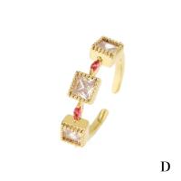 Cubic Zirconia Micro Pave Brass Finger Ring, gold color plated, Adjustable & micro pave cubic zirconia & for woman 