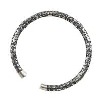 cuproníquel Brazalete, Plateado plateado grueso, Ajustable & En relieve & para mujer, Negro, 60mm, Vendido por UD