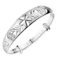 cuproníquel Brazalete, chapado en plata real, Ajustable & para mujer, plateado, 60mm, Vendido por UD