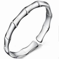 cuproníquel Brazalete, Bambú, chapado en plata real, Ajustable & para mujer, color original, 60mm, Vendido por UD