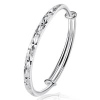 cuproníquel Brazalete, chapado en plata real, Ajustable & para mujer, color original, 60mm, Vendido por UD