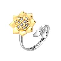 Brass Cuff Finger Ring, plated, Adjustable & micro pave cubic zirconia & for woman, gold 