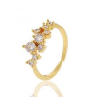 Cubic Zirconia Micro Pave Brass Finger Ring, gold color plated, Adjustable & micro pave cubic zirconia & for woman, 20mm 