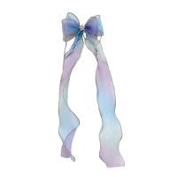 Children Hair Clip, Gauze, with Plastic Pearl & Zinc Alloy, Bowknot, Girl 450mm 