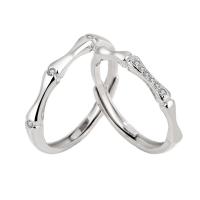 Anneaux Couple doigt, Argent sterling 925, Placage de couleur platine, Réglable & pavé de micro zircon & pour femme, rose, Vendu par PC