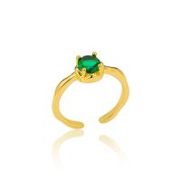 Cubic Zircon Brass Finger Ring, 18K gold plated, Adjustable & micro pave cubic zirconia & for woman 