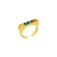 Cubic Zirconia Micro Pave Brass Finger Ring, 18K gold plated, Adjustable & micro pave cubic zirconia & for woman 