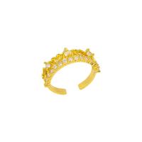 Cubic Zirconia Micro Pave Brass Finger Ring, 18K gold plated, Adjustable & micro pave cubic zirconia & for woman 