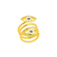 Evil Eye Jewelry Finger Ring, Brass, 18K gold plated, Adjustable & micro pave cubic zirconia & for woman & enamel 