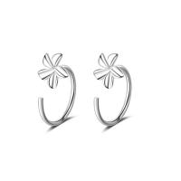 Brass Stud Earring, Flower, silver color plated, fashion jewelry & for woman, 12mm 