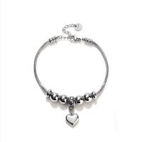 Edelstahl Charm Armband, 304 Edelstahl, mit Verlängerungskettchen von 1.18inch, Herz, poliert, Modeschmuck & unisex, originale Farbe, 2mm, Länge:ca. 6.61 ZollInch, verkauft von PC