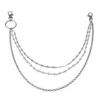 Zinc Alloy Waist Chain, with Plastic Pearl, plated, multilayer & Unisex, 32mm cm, 43 cm, 50 cm 