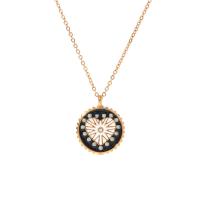 Stainless Steel Jewelry Necklace, 304 Stainless Steel, with 5.5cm extender chain, Vacuum Ion Plating, fashion jewelry & for woman & enamel & with rhinestone, golden Approx 41 cm 