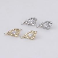 Brass Earring Drop Component, with Cubic Zirconia, plated, DIY 