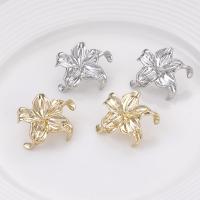 Brass Earring Stud Component, Flower, plated, for woman 