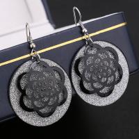 Zinc Alloy Drop Earring, Flat Round, plated, for woman & frosted 