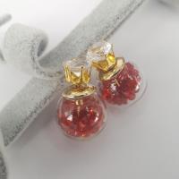 Zinc Alloy Rhinestone Stud Earring, with Glass & Resin, Round, gold color plated, for woman & with rhinestone 