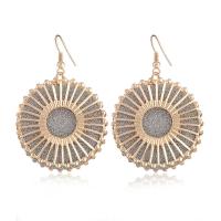 Zinc Alloy Drop Earring, Flat Round, plated, for woman & frosted 