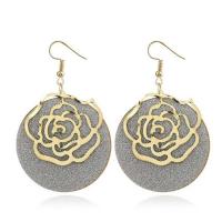 Zinc Alloy Drop Earring, Flat Round, plated, for woman & frosted 