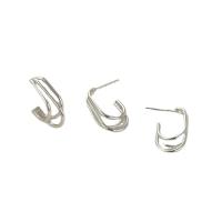 Brass Stud Earring, platinum color plated, for woman 