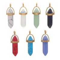 Gemstone Jewelry Pendant, 304 Stainless Steel, with Gemstone, Vacuum Ion Plating golden 