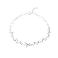 Brass Bracelets, with 5.5cm extender chain, Leaf, silver color plated, fashion jewelry & adjustable & for woman, silver color Approx 15 cm 